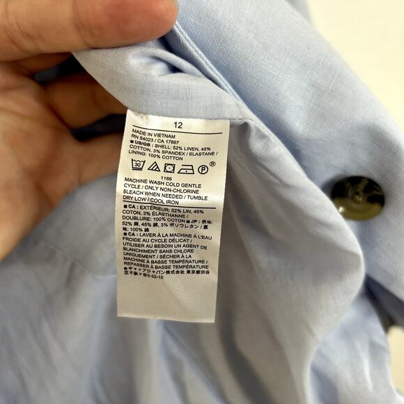 Banana Republic Linen Ruched Sleeve Blazer Womens Size 12 Blue Meditation NWT - Picture 6 of 10